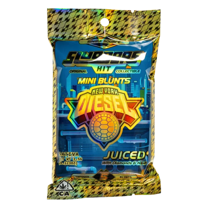 Sluggers New York Diesel Mini Blunts | 3.5g | JUICED with Diamonds & Hash | Sativa | 5-Pack By Sluggers - Image 1
