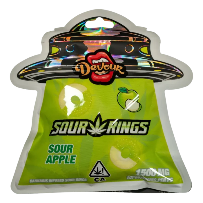 Devour Sour Kings – Sour Apple Rings | Cannabis-Infused | 1500mg THC By Devour - Image 1