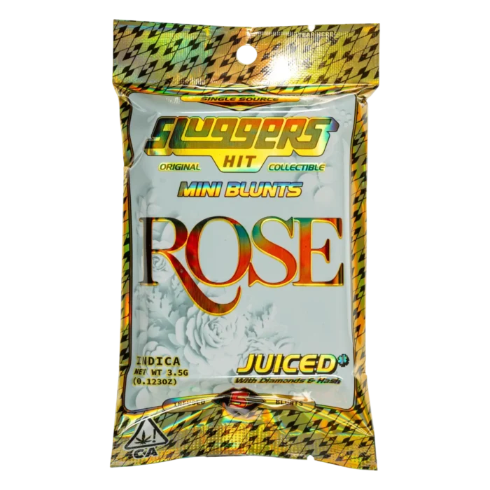 Sluggers Rose Mini Blunts | 3.5g | JUICED with Diamonds & Hash | Indica | 5-Pack By Sluggers - Image 1