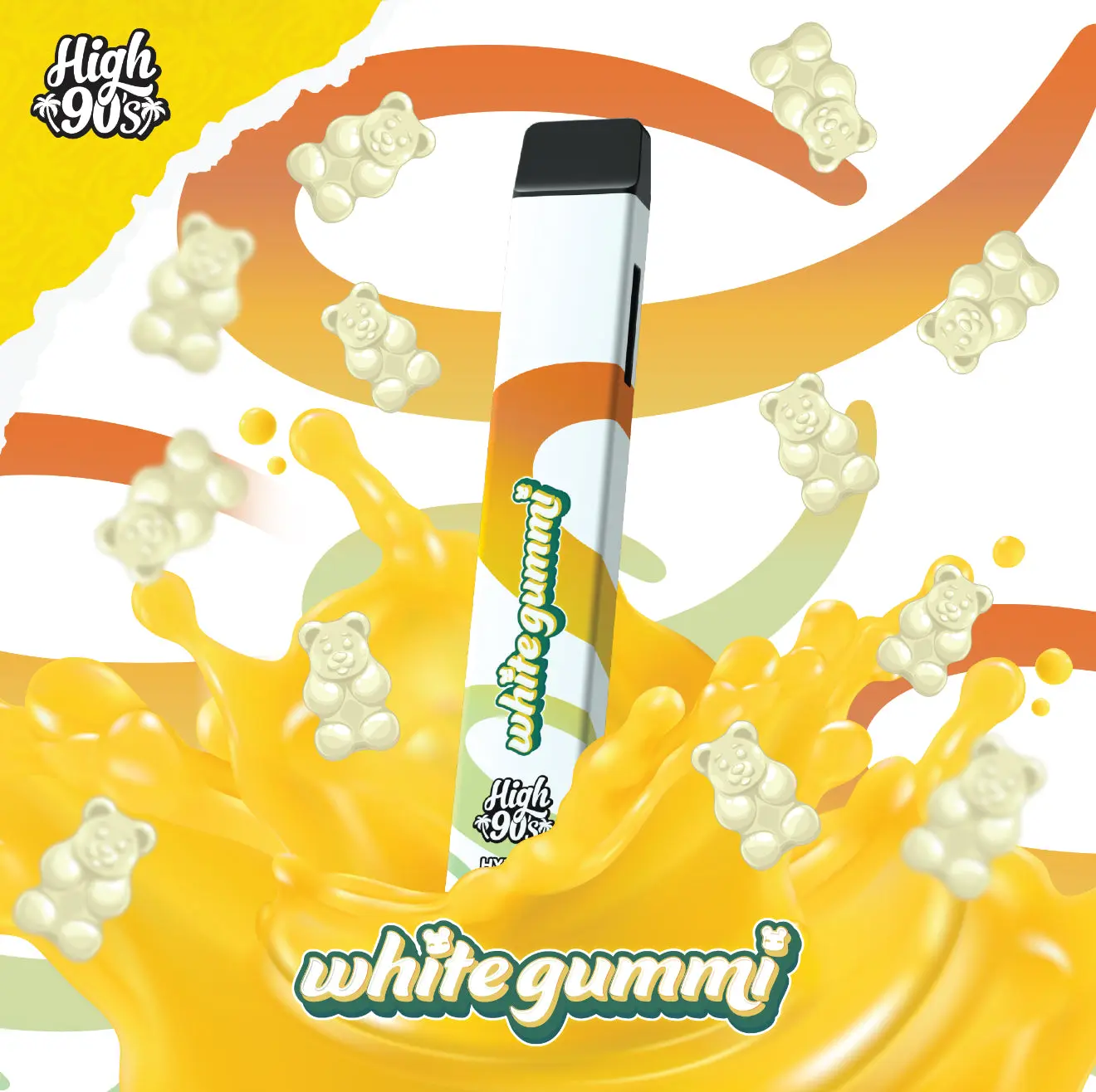 6B6E3217-2C0C-4B2C-BA11-60D5DD0132EF White Gummi | 2g Rechargeable Disposable Vape | Hybrid | High 90’s By High 90’s - Image 1