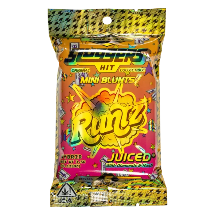 Sluggers Runtz Mini Blunts | 3.5g | JUICED with Diamonds & Hash | Hybrid | 5-Pack By Sluggers - Image 1