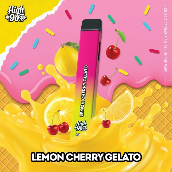 Lemon Cherry Gelato | 2g Rechargeable Disposable Vape | Sativa | High 90’s By High 90’s - Image 1