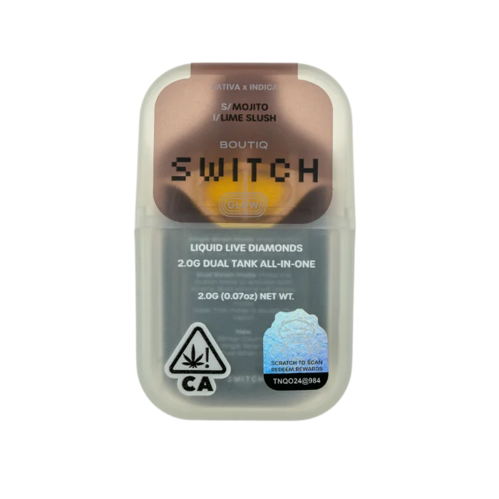 Boutique Switch Glow 2g Dual Tank Disposable | Mojito x Lime Slush | Liquid Live Diamonds | Glow-in-the-Dark Vape By Boutiq - Image 1