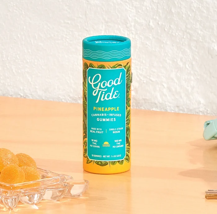 Good Tide Pineapple Gummies | 100mg THC | Solventless Hash Rosin | Real Fruit | Sativa | Uplifting Edibles By Good Tide - Image 1