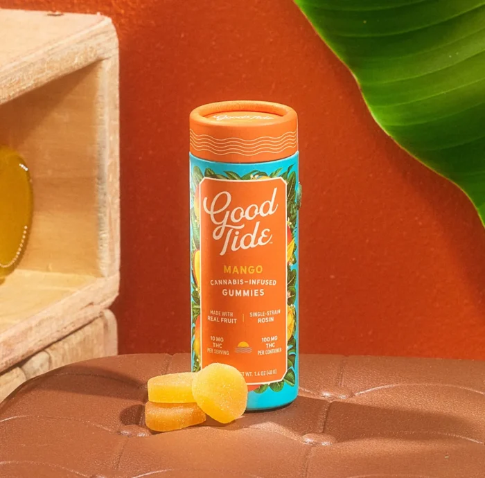 Good Tide Mango Gummies | 100mg THC | Solventless Hash Rosin | Real Fruit | Indica | Myrcene-Rich Edibles By Good Tide - Image 1