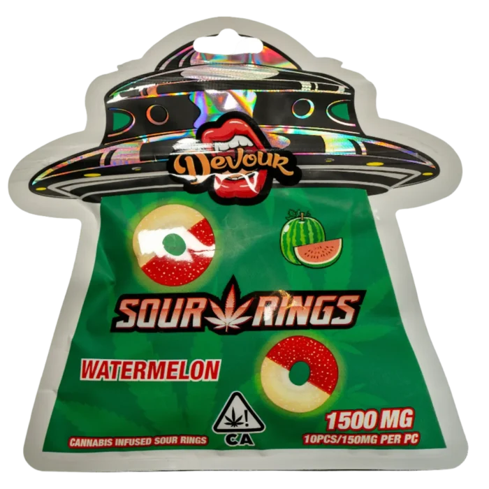 Devour Sour Kings – Watermelon Rings | Cannabis-Infused | 1500mg THC By Devour - Image 1
