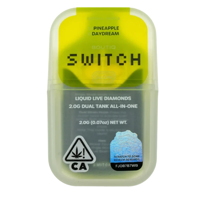 Boutique Switch Glow 2g Dual Tank Disposable | Pineapple x Daydream | Liquid Live Diamonds | Glow-in-the-Dark Vape By Boutiq - Image 1